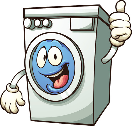 Cartoon washing machine vector clip art illustration with simple gradients all in a single layer