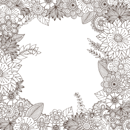 Hand Drawn Zentangle Doodle Illustration For Adult Coloring Books In Vector Unique Lacy Floral Doodles