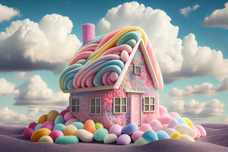 Fantasy Home Made Of Sweet Candy, Colorful Dreamy House And Landscape.  Generative AI Stock Photo, Picture and Royalty Free Image. Image 201362053.