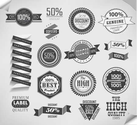 Premium quality guarantee and sale labels and typography design