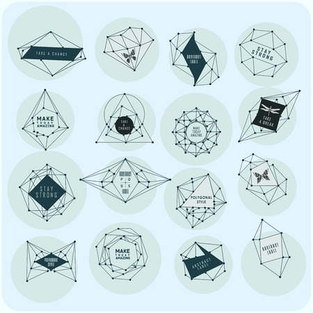 Abstract polygonal label design elements of astronomy and constellation cosmic style Ilustrações vetoriais