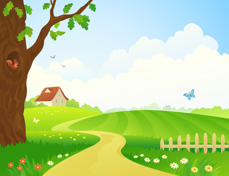 Vector illustration of a rural scene