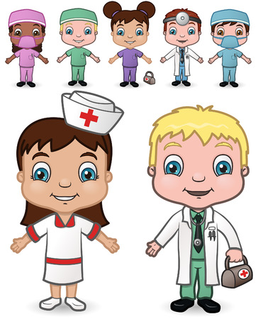 This is the 4th set of a variety of children dressed as doctors and nurses