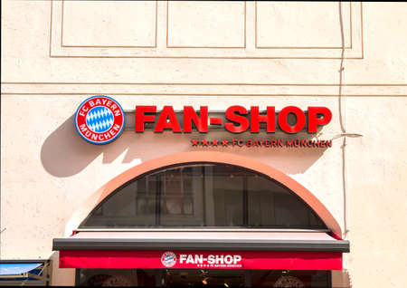 Munich, Germany : Fan Shop Of Fc Bayern Football Club In Munich, Germany. Bayern Munich Football Club Is The Best Club In Bundesliga