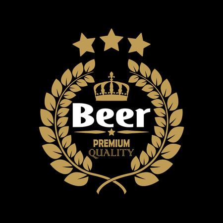 beer label with laurel wreath brewery design template vector