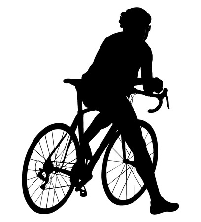 白い背景のシルエット ベクトル図に対して分離された自転車に乗る男性競輪選手 のイラスト素材 ベクタ Image 6905