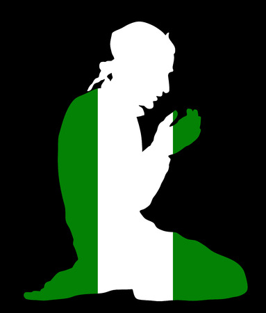 イスラムの宗教 フランス国旗のシンボル テーマからイスラム教徒の背景に分離されたベクトル シルエット イラストを祈るイスラム教徒の男性のポーズ します ヨーロッパやアメリカで忠実なイスラム教徒移民市民 のイラスト素材 ベクタ Image