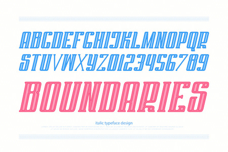 斜体のアルファベット文字と数字 ベクトル 太字のフォント タイプのデザイン 傾斜記号をレタリングします 様式化された 傾斜組版 斜め書体テンプレートのイラスト素材 ベクタ Image