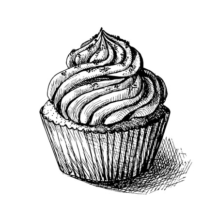 かわいいクリーミーな甘いカップケーキのベクトル黒と白のスケッチ イラスト グリーティング カードやパーティの招待状に使用することができます のイラスト素材 ベクタ Image かわいいクリーミーな甘いカップケーキのベクトル黒と白のスケッチ イラスト グリーティング カードやパーティの招待状に使用することができます のイラスト素材 ベクタ Image