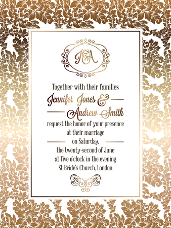 vintage baroque style wedding invitation card template elegant