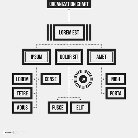 Organization Chart Template With Geometric Elements On White