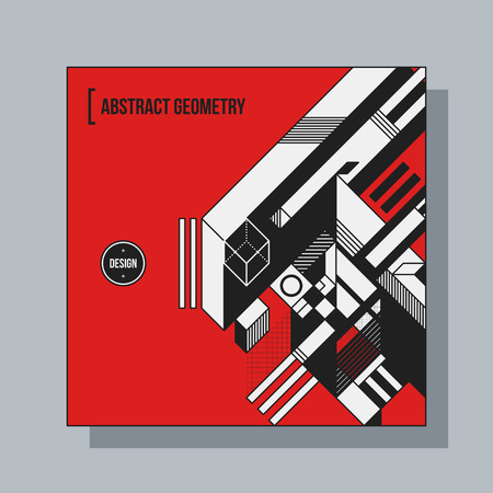 抽象的な幾何学的な要素を持つ正方形の背景デザイン テンプレートです Cd ジャケット 広告 ポスターのために便利です のイラスト素材 ベクタ Image