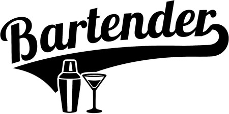 Bartender Word Retro Style With Shaker And Glass Illustration Bartender Word Retro Style With Shaker And Glass Illustration