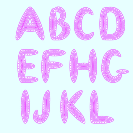 英語のアルファベット 縫製のスタイルで実行され パッチや縫い目の模倣のイラスト素材 ベクタ Image