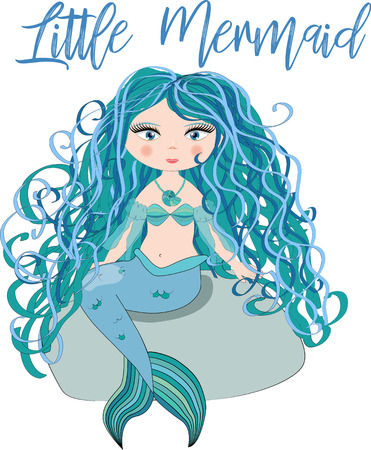 美しい小さな人魚が岩の上に座っている 白い背景にベクトルのイラスト のイラスト素材 ベクタ Image 美しい小さな人魚が岩の上に座っている 白い背景にベクトルのイラスト のイラスト素材 ベクタ Image