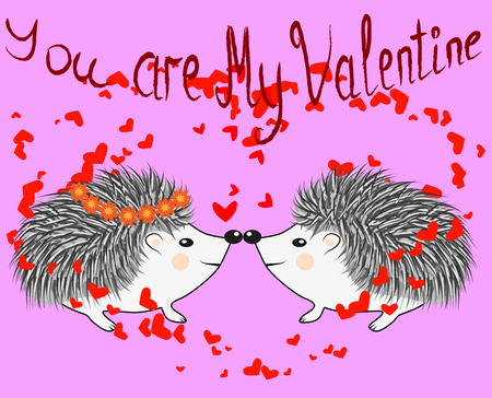 Valentines candle with a pair of hedgehogs