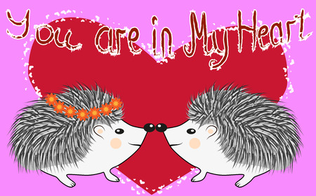 Valentines candle with a pair of hedgehogs