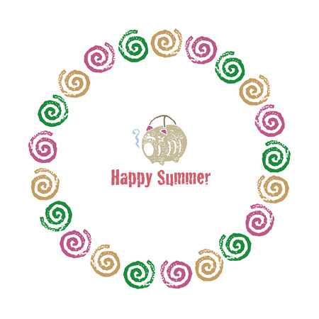 蚊取り線香とブタの蚊取り線香ホルダー 夏のグリーティング カード のイラスト素材 ベクタ Image 蚊取り線香とブタの蚊取り線香ホルダー 夏のグリーティング カード のイラスト素材 ベクタ Image