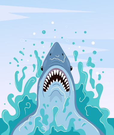 口を開けてサメ フラットのベクター イラストです のイラスト素材 ベクタ Image