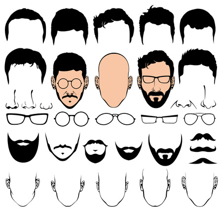 男漫画ヘアスタイルはベクトル コレクションです ひげのイラスト ヘアー スタイルのイラスト素材 ベクタ Image