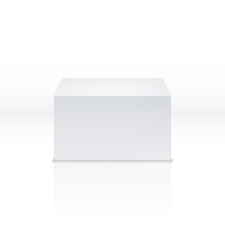 White square pedestal empty polyhedron blank 3d box cube stage vector illustration rectangular geometrical package block cube for stage or pedestal