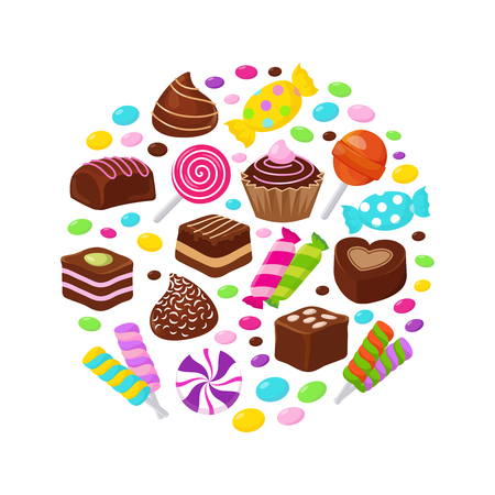 カラフルな果物のキャンディーやチョコレートのお菓子はフラット サークル デザインのアイコンです 甘いスナック菓子チョコレート 甘いおいしいキャラメル ロリポップのイラスト のイラスト素材 ベクタ Image カラフルな果物のキャンディーやチョコレートのお菓子はフラット サークル デザインのアイコンです 甘いスナック菓子チョコレート 甘いおいしいキャラメル ロリポップのイラスト のイラスト素材 ベクタ Image