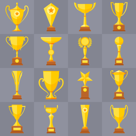 優勝トロフィー ゴールド カップ勝利のスポーツ コンセプトのフラットのベクトルのアイコンです スポーツ賞と賞金 トロフィー カップ イラスト のイラスト素材 ベクタ Image