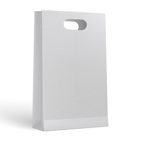 3d realistic vector illustration of white paper shopping bag