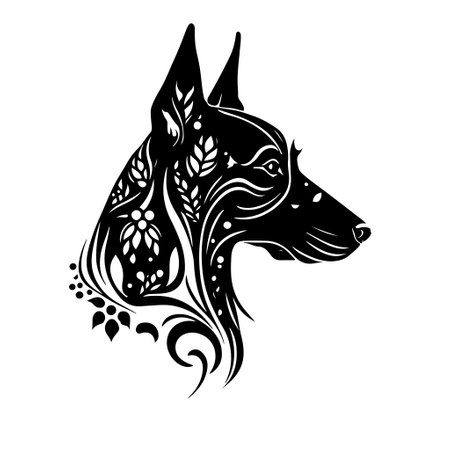 ドーベルマン犬の装飾用ポートレート。ロゴ、エンブレム