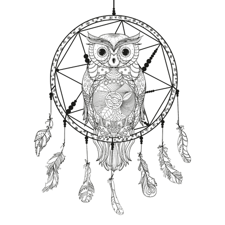 Mandala Traumfanger Eule Tattoo Kunst Mystisches Symbol