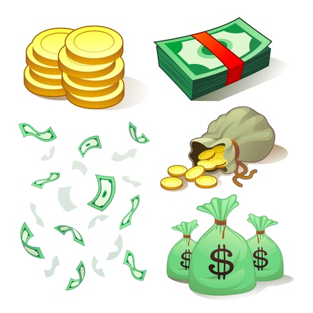 Bag of gold coins: Money And Coins
