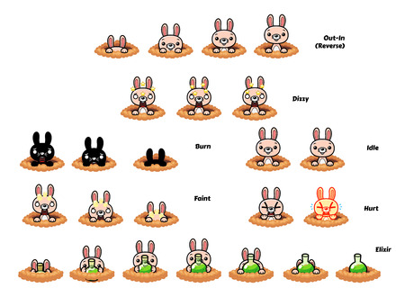 バニー ゲーム スプライト タップすると アクション シューティング ゲームに適しています のイラスト素材 ベクタ Image