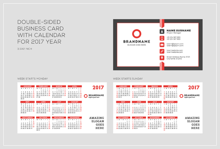 business card calendar