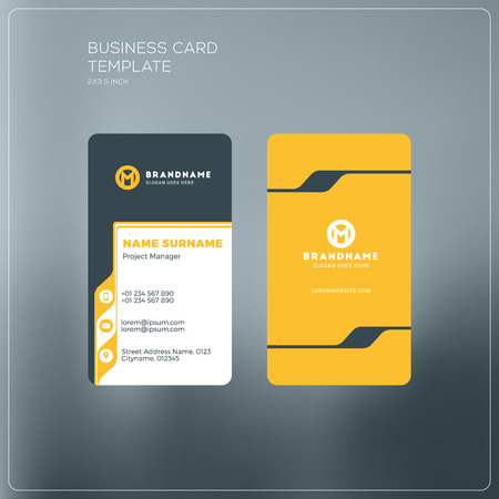 vector vertical business card print template personal business card with company logo black and yellow colors clean flat design vector illustration - Vertical Business Cards vector vertical business card print template personal business card with company logo black and yellow colors clean flat design vector illustration - Vertical Business Cards