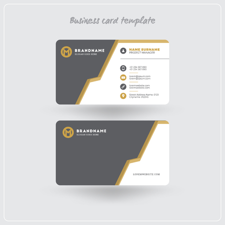 Download Free Modele D Impression De Carte D Affaires Golden Et Gris Carte De Visite Personnelle Avec Le Logo De L Entreprise Design Plat Propre Coins Arrondis Illustration Vectorielle Carte De Visite Mockup With Shadows Clip Art PSD Mockup Template