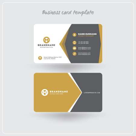 Download Free Modele D Impression De Carte D Affaires Golden Et Gris Carte De Visite Personnelle Avec Le Logo De L Entreprise Design Plat Propre Coins Arrondis Illustration Vectorielle Carte De Visite Mockup With Shadows Clip Art PSD Mockup Template