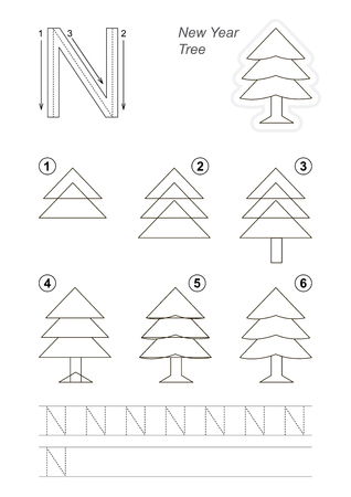 ベクトル イラスト子供就学前の子供のための簡単なゲームのレベル 文字 N のチュートリアルの描画と手書きを学ぶ教育的なゲームでは アルファベット新年のツリー のイラスト素材 ベクタ Image ベクトル イラスト子供就学前の子供のための簡単なゲームのレベル 文字 N のチュートリアルの描画と手書きを学ぶ教育的なゲームでは アルファベット新年のツリー のイラスト素材 ベクタ Image