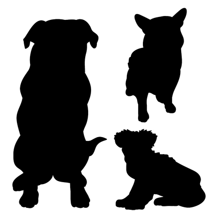 白い背景の上の犬の黒いシルエット ベクトル イラストの設定します のイラスト素材 ベクタ Image