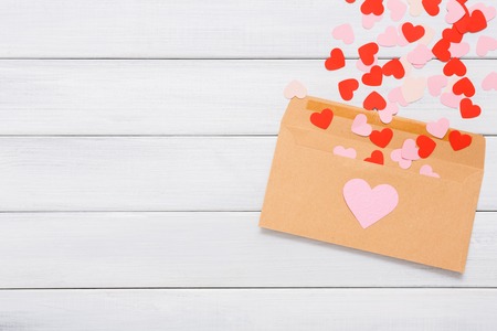 valentine day love letter envelope from craft paper with red