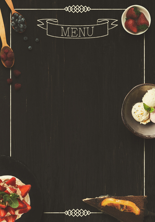 design concept for restaurant dessert menu mockup black rustic