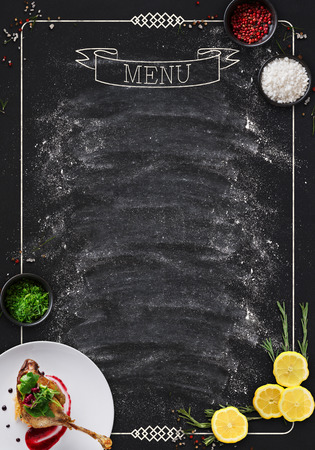 design concept for restaurant menu mockup black rustic chalkboard