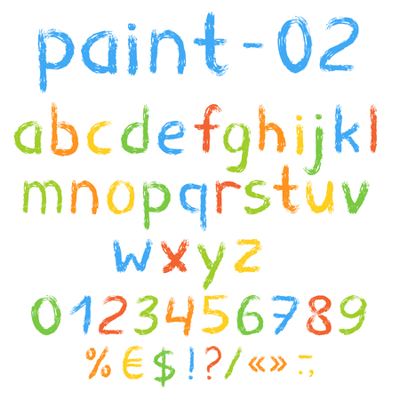 カラフルなクロスステッチ大文字の英語のアルファベットと数字と記号ベクトルを設定 のイラスト素材 ベクタ Image