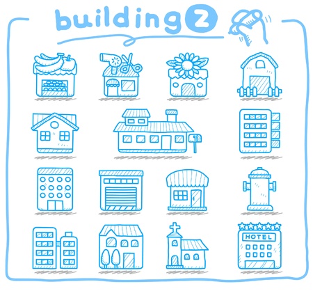 hand drawn european houses, buildings,store ,travel icons, - 10777816