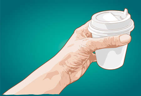 コーヒーの紙コップを持っている手のイラスト素材 ベクタ Image コーヒーの紙コップを持っている手のイラスト素材 ベクタ Image