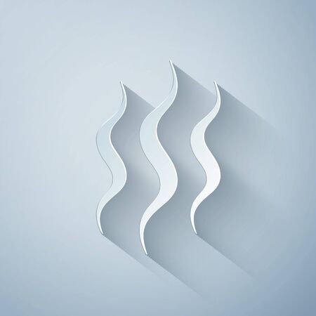 Paper cut steam icon isolated on grey background. paper art style. vector illustration