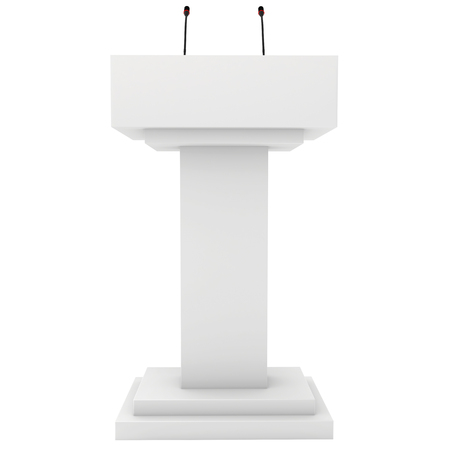 Speaker Podium Witte Tribune Met Microfoons 3d Render Geisoleerd Op Een Witte Achtergrond Debat Persconferentie Royalty Vrije Foto Plaatjes Beelden En Stock Fotografie Image 58519245