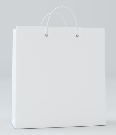 White paper bag for luxury store on studio background template ready for your design 3d illustration