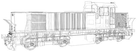 train outline drawing, side view, detailed clip art preview