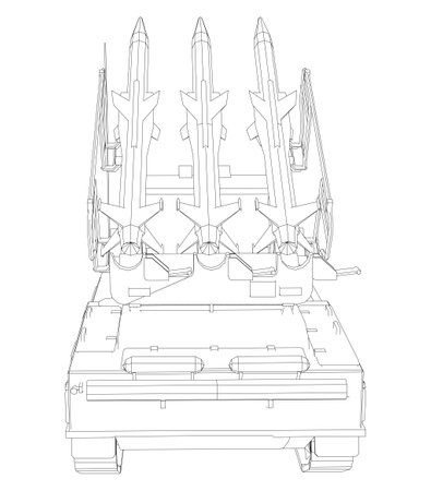 outline missile launcher, front view, white background clip art preview