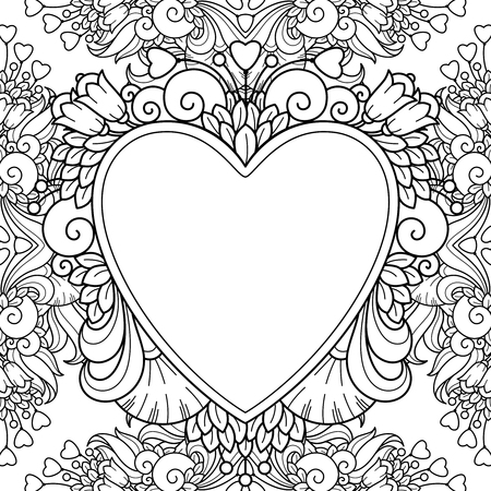 Vector Garden Wreath Round Frame In Doodle Style Floral Ornate